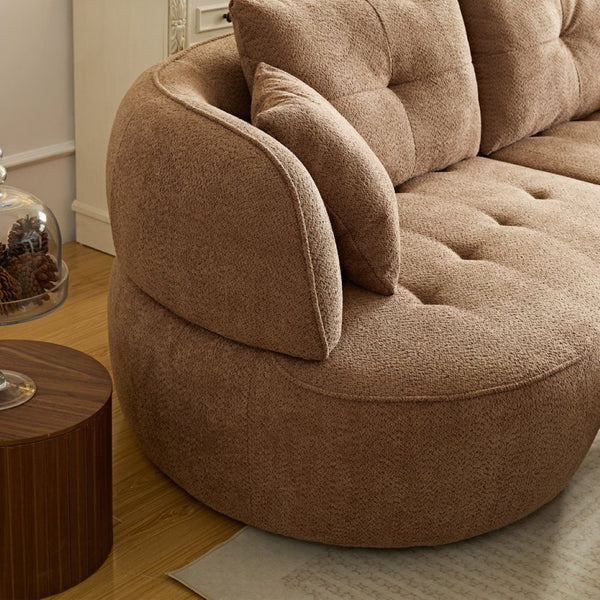 English Elm Wks7c Curved Modular Sofa Solid Wood Frame Fabric Upholstery Seats 4 Living Room Camel W2085S00075