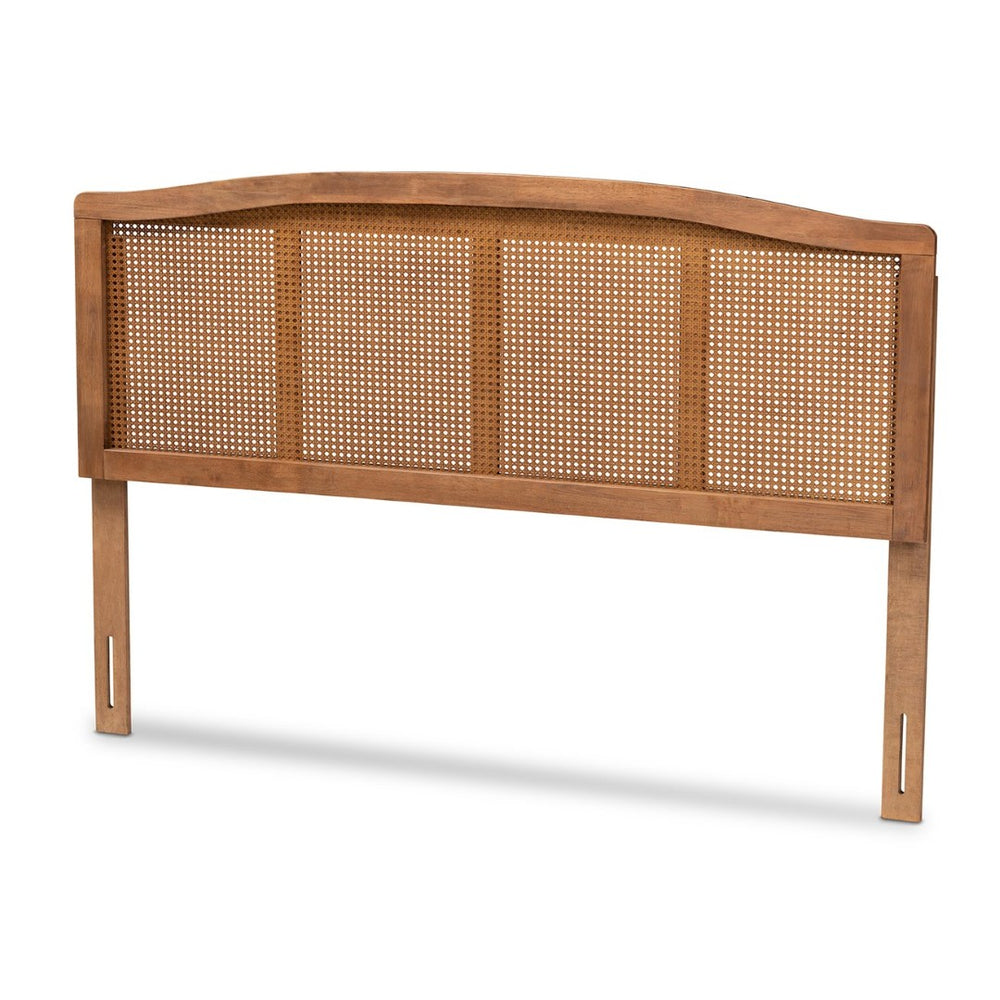 Baxton Studio Baxton Studio Marieke Mid-Century Modern Walnut Wood & Rattan Headboard for Stylish Bedrooms King MG97132-Ash Walnut Rattan-King-Headboard