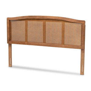 Baxton Studio Baxton Studio Marieke Mid-Century Modern Walnut Wood & Rattan Headboard for Stylish Bedrooms King MG97132-Ash Walnut Rattan-King-Headboard