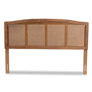 Baxton Studio Baxton Studio Marieke Mid-Century Modern Walnut Wood & Rattan Headboard for Stylish Bedrooms King MG97132-Ash Walnut Rattan-King-Headboard