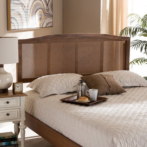 Baxton Studio Baxton Studio Marieke Mid-Century Modern Walnut Wood & Rattan Headboard for Stylish Bedrooms King MG97132-Ash Walnut Rattan-King-Headboard