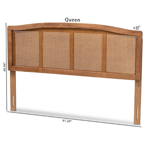 Baxton Studio Baxton Studio Marieke Mid-Century Modern Walnut Wood & Rattan Headboard for Stylish Bedrooms King MG97132-Ash Walnut Rattan-King-Headboard