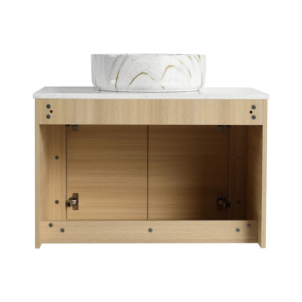 English Elm 30'' Wall-Mounted Bathroom Vanity With Elegant Ceramic Sink, Soft-Close Doors & Space-Saving Design W999S00464