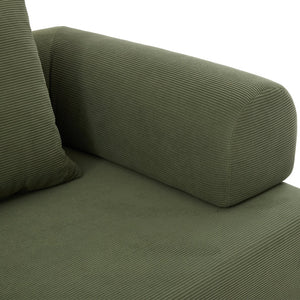 English Elm UNITED modular foldable sofa with metal frame, corduroy upholstery, side pocket & quick assembly convenience Green W1568P374077