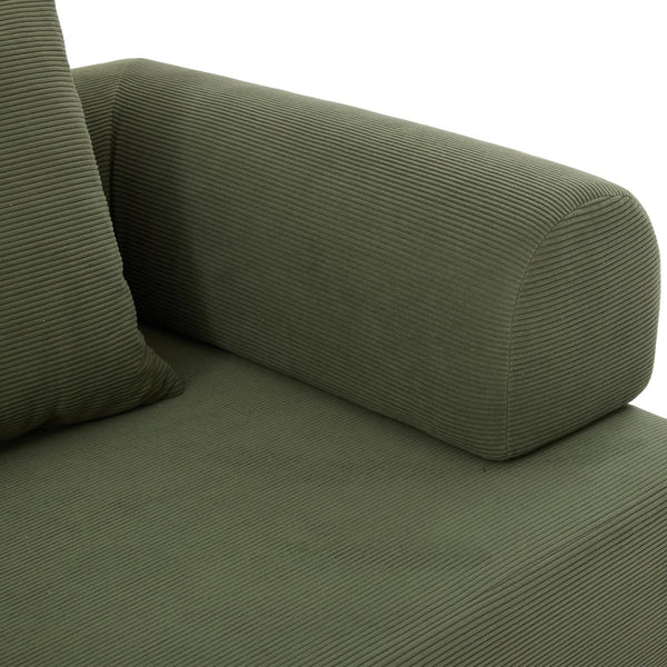 English Elm UNITED modular foldable sofa with metal frame, corduroy upholstery, side pocket & quick assembly convenience Green W1568P374077