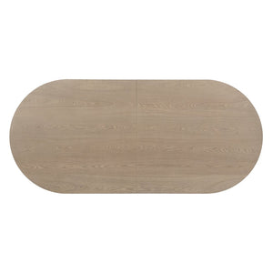 English Elm Oval Wood Dining Table with Double Pedestal Base Seats Six in Light Ash Finish N771P265584A_N771P265585A