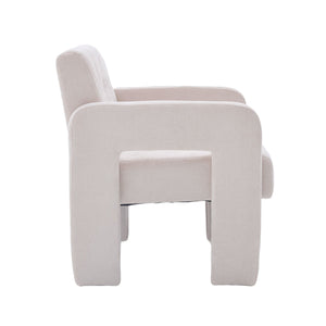 English Elm Modern Ergonomic Armchair with Generous Curved Armrests, Chenille Upholstery, 500lb Capacity, Cozy Lounge Seat Beige W395P380514