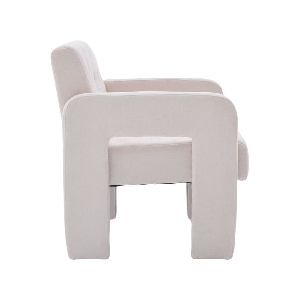 English Elm Modern Ergonomic Armchair with Generous Curved Armrests, Chenille Upholstery, 500lb Capacity, Cozy Lounge Seat Beige W395P380514