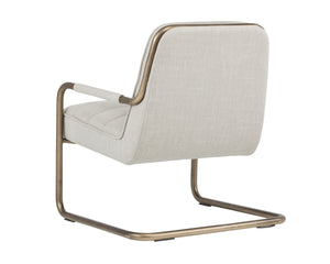Sunpan LINCOLN Lounge Chair - Retro Beige Linen with Exposed Steel Frame for Stylish Comfort & Durability 102584