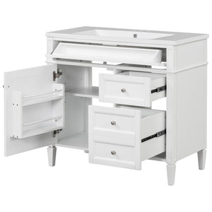 English Elm 36'' Modern Bathroom Vanity Set With Sink, Mirror & Open Shelves - Stylish Storage Solution! N710S236006K