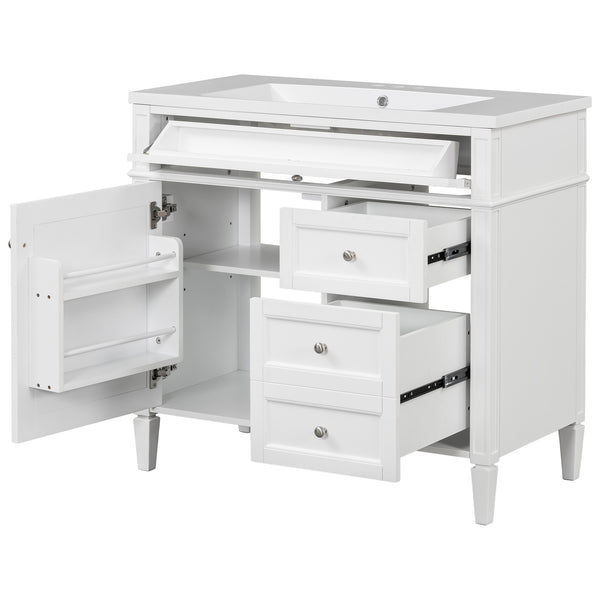 English Elm 36'' Modern Bathroom Vanity Set With Sink, Mirror & Open Shelves - Stylish Storage Solution! N710S236006K