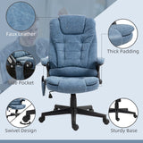 English Elm Homcom High Back Vibration Massage Office Chair With 6 Vibration Points, Heated Reclining Pu Leather Computer Chair With Armrest and Remote, Blue