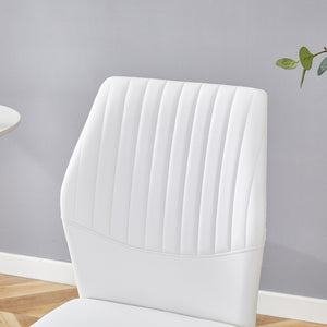 English Elm Luxury Dining Chair Set Of 6 - White Pu Upholstered Chairs With Gold Metal Legs For Elegant Spaces W1151P282699