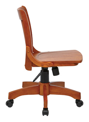 OSP Home Furnishings Deluxe Armless Wood Bankers Chair Fruitwood Finish