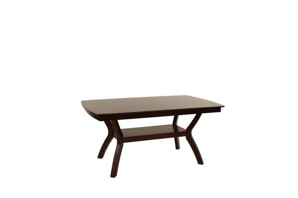 English Elm Formal 66" Square Dining Table with Open Shelf, Espresso Solid Wood Veneer, Contemporary Design B011P207142
