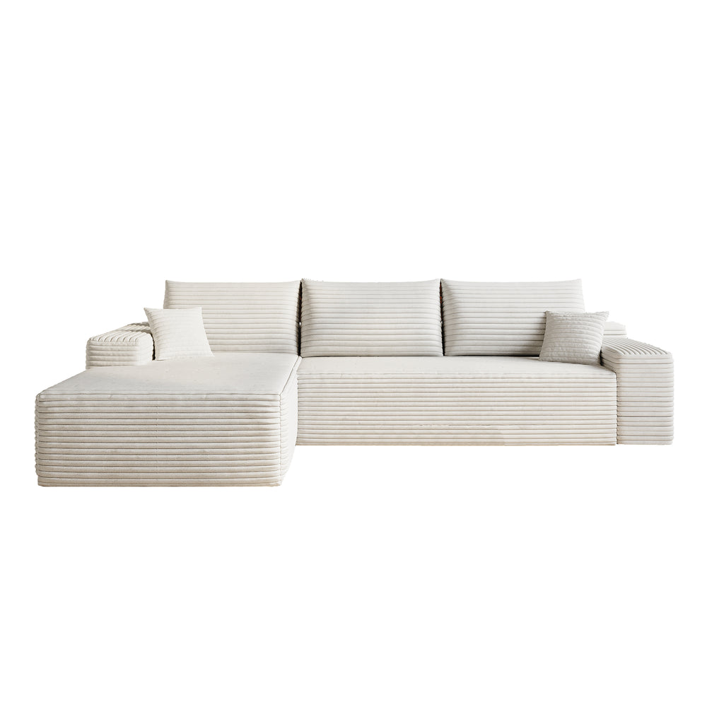 English Elm 107" Cloud Sectional Couch - Modern L-Shape Sofa In Plush Corduroy, No Assembly, Deep Seating Comfort W2824S00113