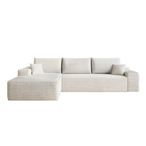 English Elm 107" Cloud Sectional Couch - Modern L-Shape Sofa In Plush Corduroy, No Assembly, Deep Seating Comfort W2824S00113