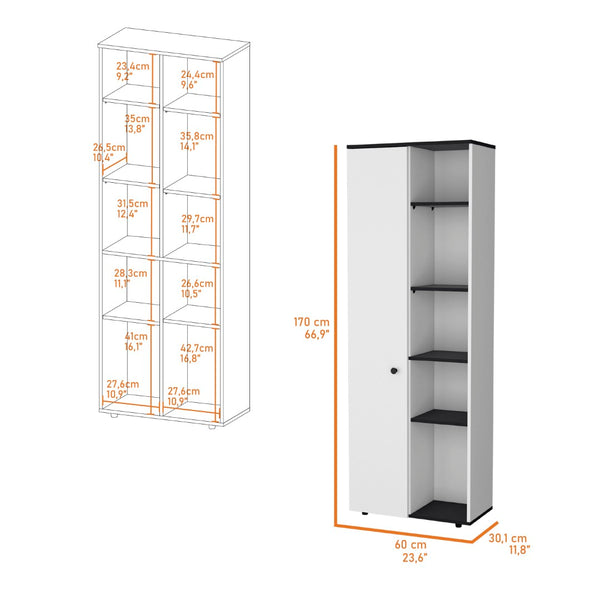 English Elm Harman Tall Pantry Cabinet with Open Shelving Enclosed Door and Slim Kitchen Profile B128P460146