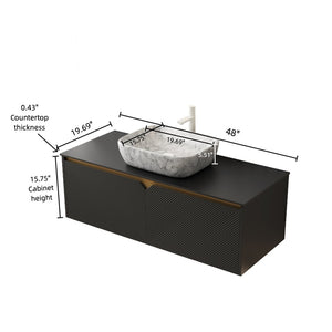 English Elm Ruben 48" Floating Bathroom Vanity With Marble Vessel Sink, Stylish Twill Doors & Durable Design W2615S00324-GIGA