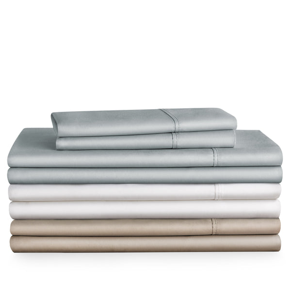 English Elm Brookside Tencel Sheet Set Split Cal King Slate – Silky Cool Eco Lyocell, Deep Pockets to 18" (4p B350P326201