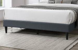 English Elm Modern Queen Burlap Platform Bed with Curved Tufted Headboard, Nailhead Trim and Sturdy Slat Base Charcoal 67 L x 31 W x 6 H B011P238960