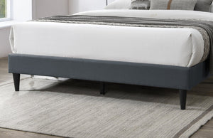 English Elm Modern Burlap Upholstered Platform Bed Nailhead Trim Sloped Headboard Charcoal B011P418594