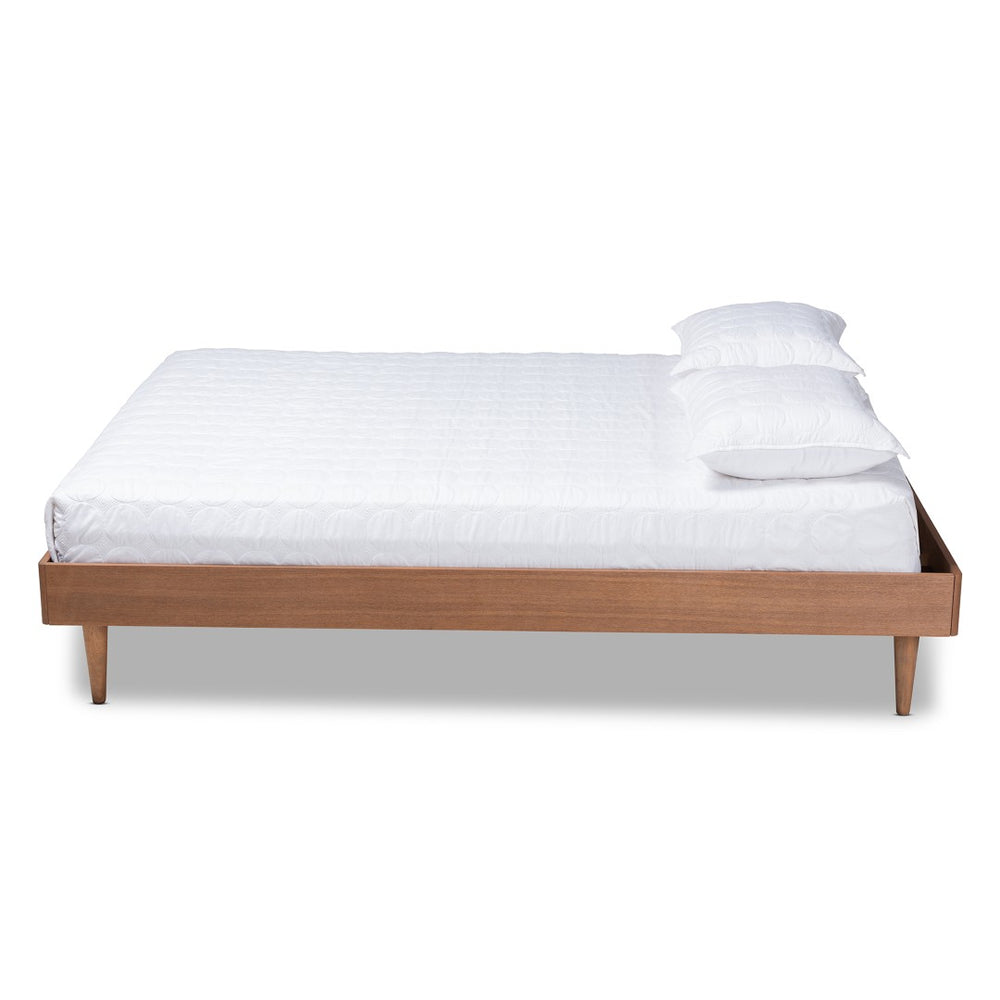 Baxton Studio Baxton Studio Rina Mid-Century Modern Wood Bed Frame in Walnut Ash Finish for Stylish Bedrooms King MG97151-Ash Walnut-King-Frame