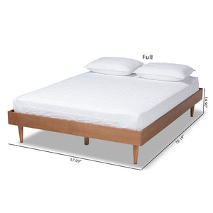 Baxton Studio Baxton Studio Rina Mid-Century Modern Wood Bed Frame in Walnut Ash Finish for Stylish Bedrooms King MG97151-Ash Walnut-King-Frame