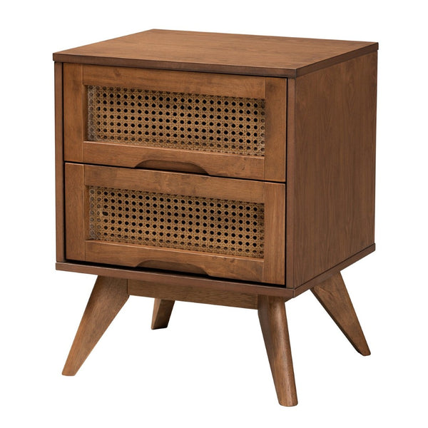 Baxton Studio Baxton Studio Rina Mid-Century Modern Bedroom Set with Stylish Woven Rattan and Warm Walnut Finish 4-Piece King MG97151-Ash Walnut-King-4PC Set