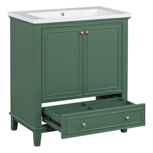 English Elm 30" Stylish Dark Green Bathroom Vanity With Sink Combo, Durable Mdf, Modern Design & Storage Solution SY999606AAF-6