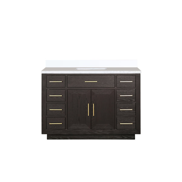 English Elm Brown Oak Single-Sink Bath Vanity 48" W X 22" D With Durable Cultured Marble Top & Soft-Close Drawers B2731P257692