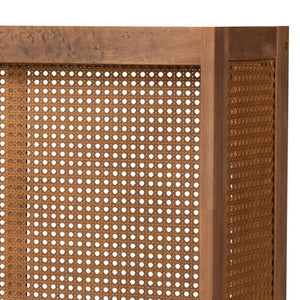 Baxton Studio Baxton Studio Rina Mid-Century Modern Wrap-Around Headboard in Ash Walnut with Woven Rattan Design King MG97151-Ash Walnut Rattan-King-Headboard