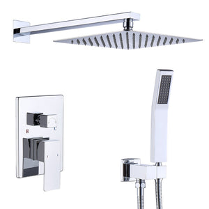 English Elm Shower System Wall-Mounted Combo Set With 12" Rainfall Head, Handheld Sprayer & Chrome Finish T3177P269149-GIGA