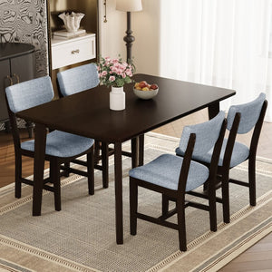 English Elm Rustic Minimalist Rubberwood Dining Table with Tapered Legs for Small Apartment Spaces Espresso N752P368503P
