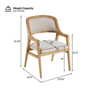 English Elm Mid-century Modern Upholstered Dining Arm Chairs with Rubberwood Frame Set of 2 Beige,Natural N768P382497N