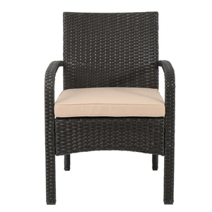 English Elm Christopher Knight Home® - CORDOBA PE Rattan Wicker Chair with Iron Frame and Waterproof Cushion for Durable Outdoor Seating Brown+Tan 57459.00BRN