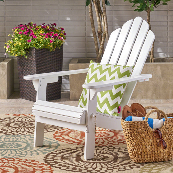 English Elm Christopher Knight Home® - HOLLYWOOD Acacia Wood Foldable Adirondack Chair for Patio & Poolside — Weather-Resistant, Classic Comfort White 39.25 L x 24.5 W x 7.75 H 62399.00WHI