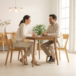 English Elm Solid Natural Wood Mid-century Dining Chairs Curved Back Upholstered Seat Set of 2 W3204P429362