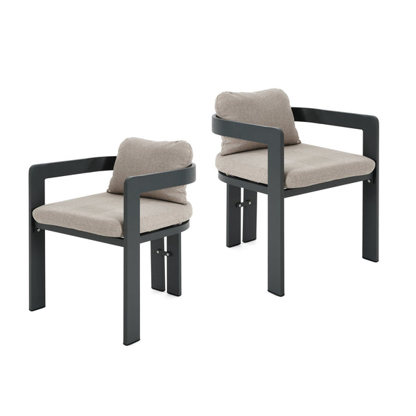English Elm Christopher Knight Home® - Pula Outdoor Aluminum Dining Chair Set of 2 — Weather‑Resistant Lightweight Frames with Plush Cushions Beige+Black N775P221509B