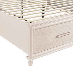 English Elm Modern Queen Platform Bed Chenille Headboard Led Lighting Footboard Storage Drawers B011S02158