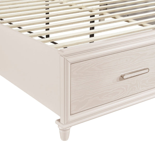 English Elm Modern Queen Platform Bed Chenille Headboard Led Lighting Footboard Storage Drawers B011S02158