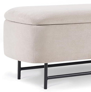 English Elm Bench Tan Upholstered Oval Storage Bench with Lift-Top, Velvet Seat, Rubberwood Legs, 45.6"W T3903P372082