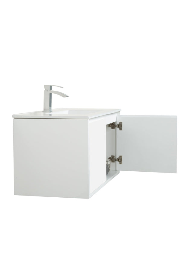 English Elm 36" Floating Bathroom Vanity Base Glossy White Wall Mount Soft Close Cabinet W1920P263626