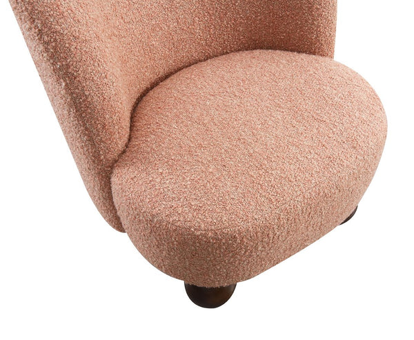 English Elm 1Pc Pink Accent Chair With Curved Back, Plush Boucle Upholstery & Ball Feet For Modern Living Spaces B2741P401988