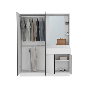 English Elm Kamelot Armoire with Double Doors and Shelves, Hanging Rod, Spacious Kronos Finish Wardrobe Storage White 77.17 L x 24.41 W x 5.12 H B200S00440