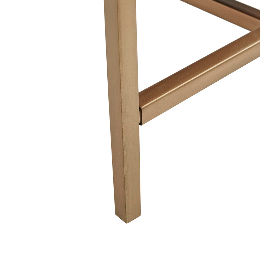 JLA Home Martha Stewart - Accent Cabinet Solid Wood Brown Finish with Gold Metal Base, 2-Door Storage, Modern Entryway Statement Piece MT130-0111