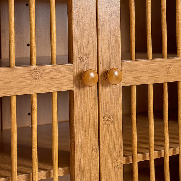 English Elm Shoe Cabinet with Louver Doors, 6-Tier Adjustable Shelves, MDF Storage Rack with Metal Legs for Entryway Natural W3417P388711