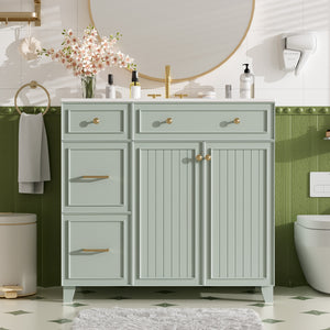 English Elm 36" Modern Bathroom Vanity with Ceramic Sink, Soft-Close Doors, Double-Layer Drawer & Storage Elegance Green N729P289163F