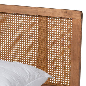 Baxton Studio Baxton Studio Romy Vintage French Platform Bed - Ash Walnut Wood & Rattan Design for Stylish Bedrooms MG0005-Ash Walnut Rattan-Full