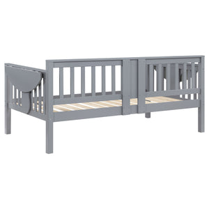 English Elm Albany Twin Daybed with Drop-Down Arm Tables, Grey Wood Finish, Vertical Slat Design for Teens & Home Office B062P358372